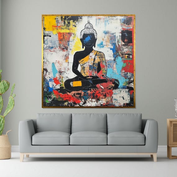 Buddha Silhouette Abstract Buddha Art Meditation Wall Art Colorful Buddha Print Wall Art Design Ready To Hang Decor