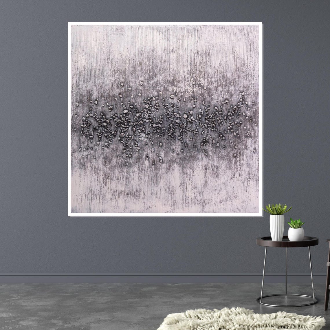 Monochrome Gray Textured Abstract Minimalist Stone Neutral Print - Image 3