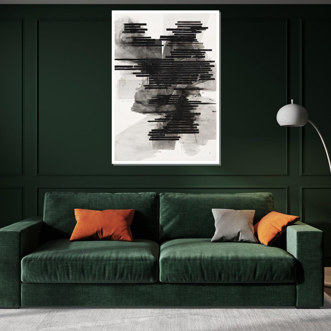 Black White Linear Bars Modern Monochrome Abstract Art Poster - Image 2