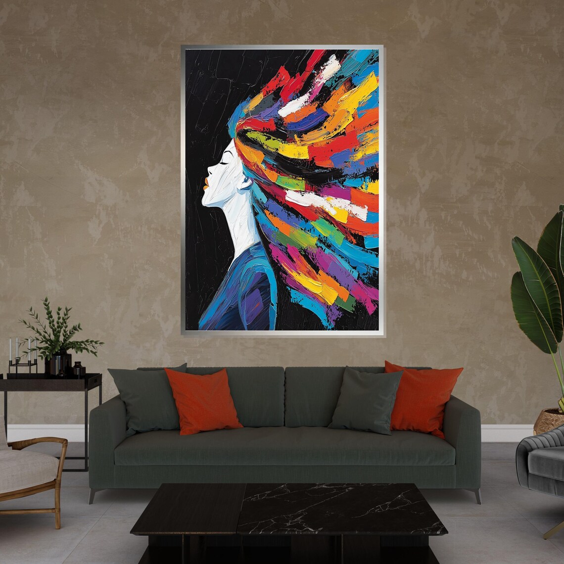 Woman With Flowing Rainbow Hair Colorful Portrait Art Poster - Image 4