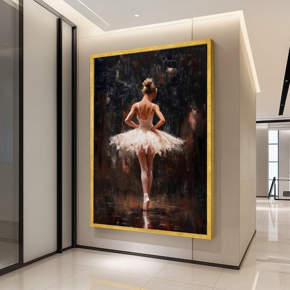 Elegant Ballerina White Tutu Dark Impressionist Ballet Poster