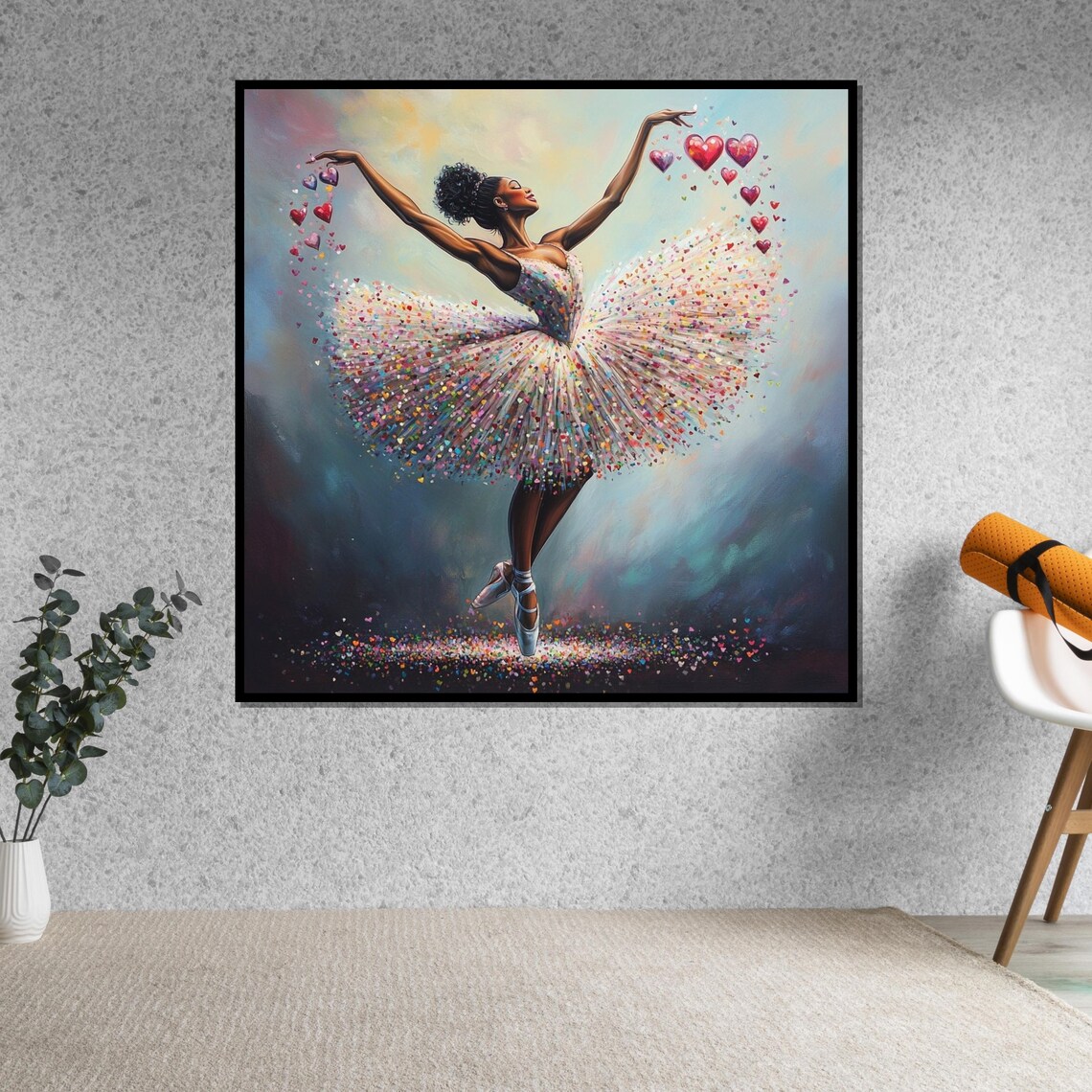 Whimsical Ballerina with Heart Confetti Tutu Joyful Dance Poster - Image 5