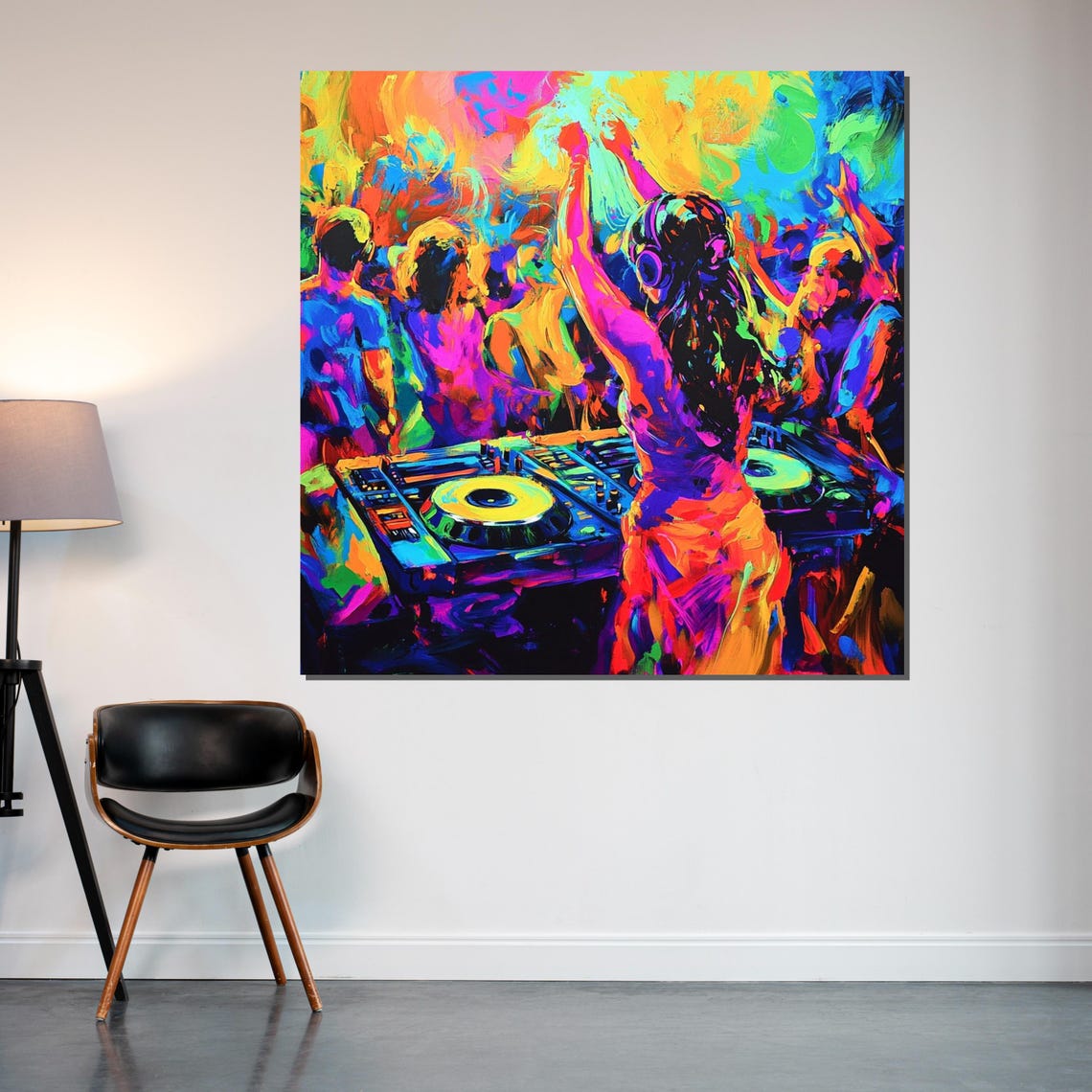 Vibrant Dj Party Colorful Nightlife Art Music Festival Wall Art Dj Design Ready To Hang Club Scene Poster - Image 2