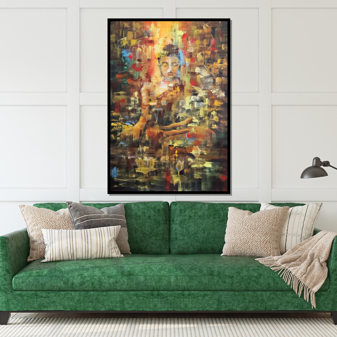 Golden Buddha Meditating Abstract Impressionist Spiritual Art Poster - Image 4