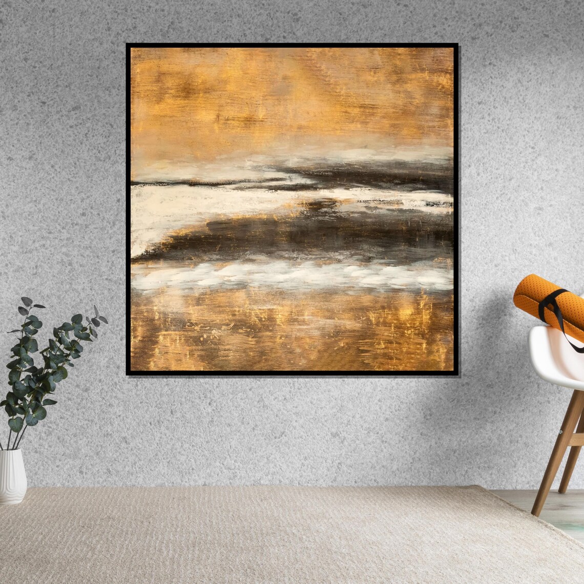 Golden Abstract Landscape Amber Horizon Earth Tone Warm Print - Image 5