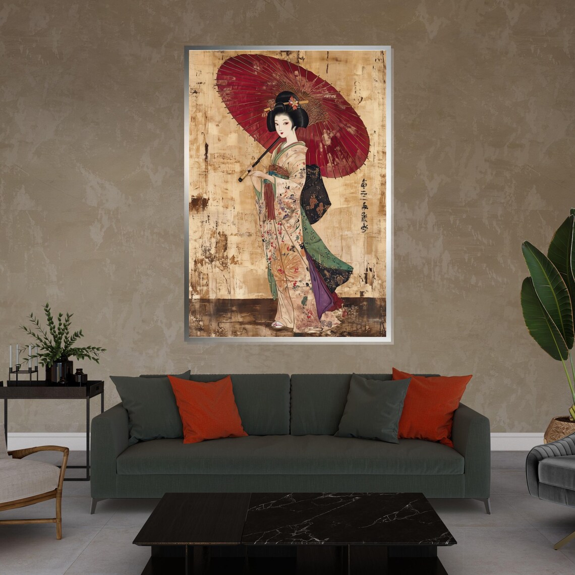 Geisha Umbrella Traditional Japanese Wall Art Print - Image 4