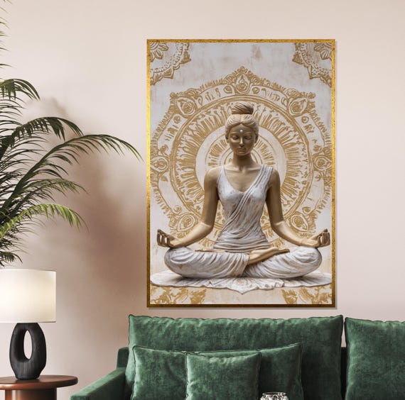 Meditative Serenity Yoga Art Spiritual Wall Art Zen Decor Wall Art Design Ready To Hang Decoration