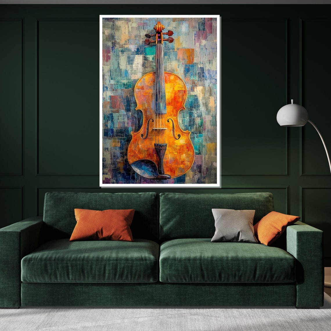 Colorful Abstract Violin Warm Orange Tones Expressive Music Poster - Image 3