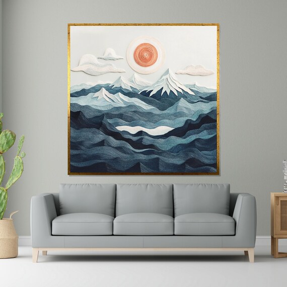 Mountain Sunrise Abstract Landscape Art Wall Art Design Ready To Hang Decoration Serene Mountain Scene Nature Print