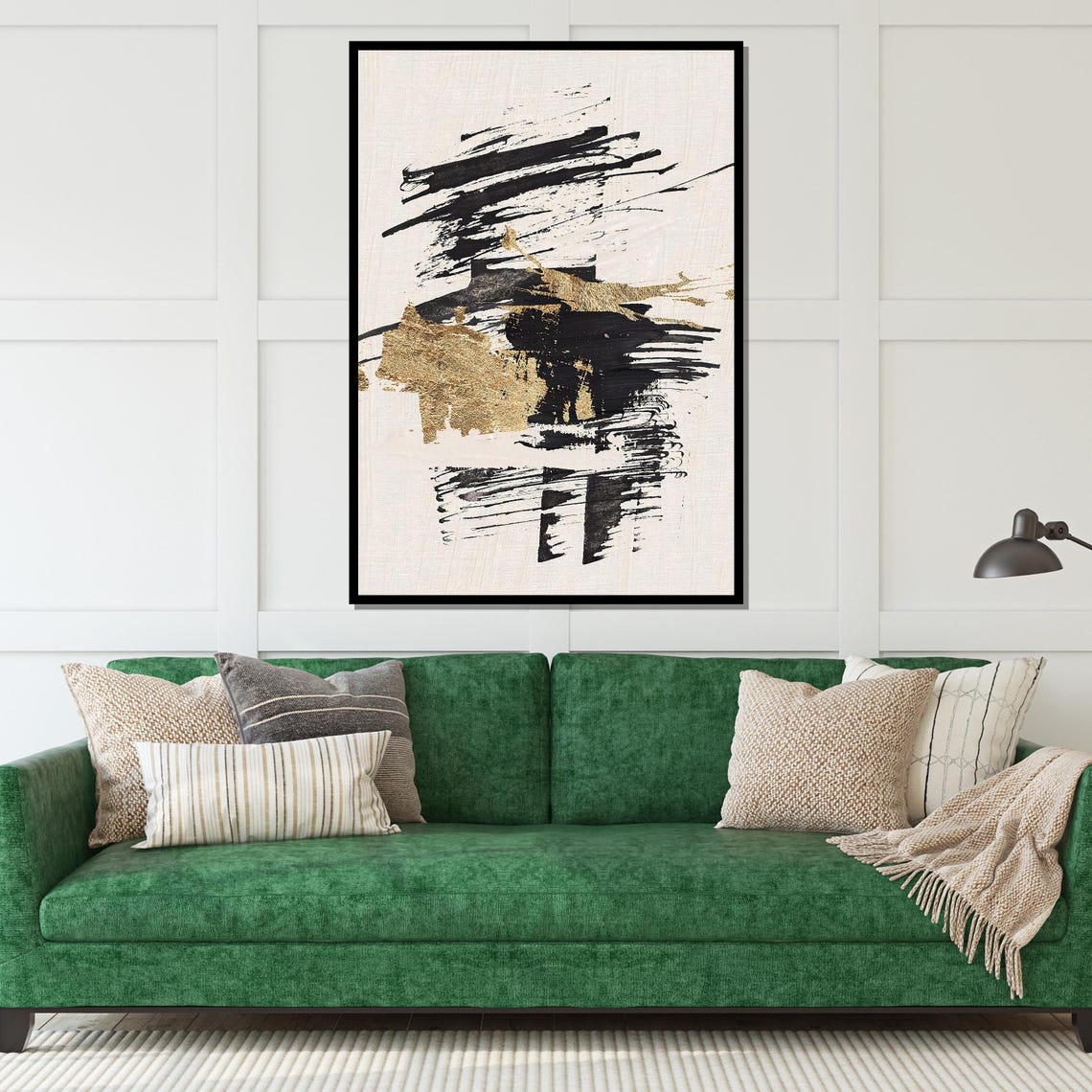 Bold Black And Gold Textured Brushstroke Modern Abstract Print - Image 5