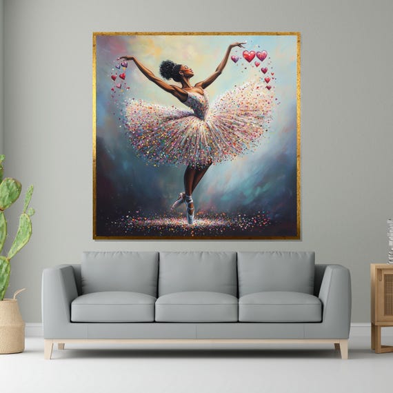 Ballerina In Heart Shower Ballet Wall Art Dance Art Print Elegant Wall Decor Ballerina Poster Ready To Hang Design