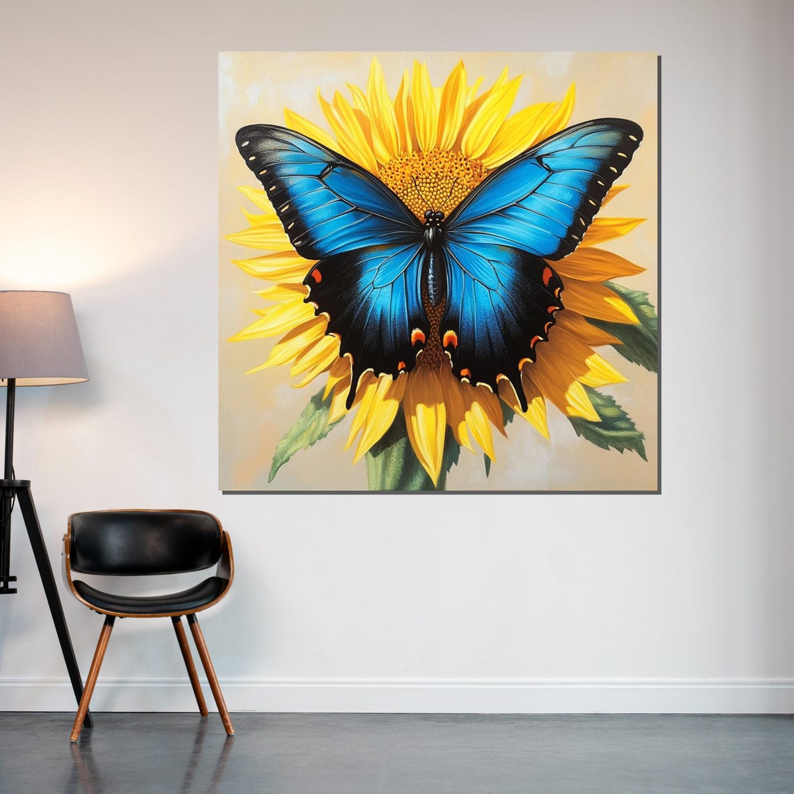 Blue Swallowtail Butterfly On Sunflower Nature Insect Art Poster - Image 2