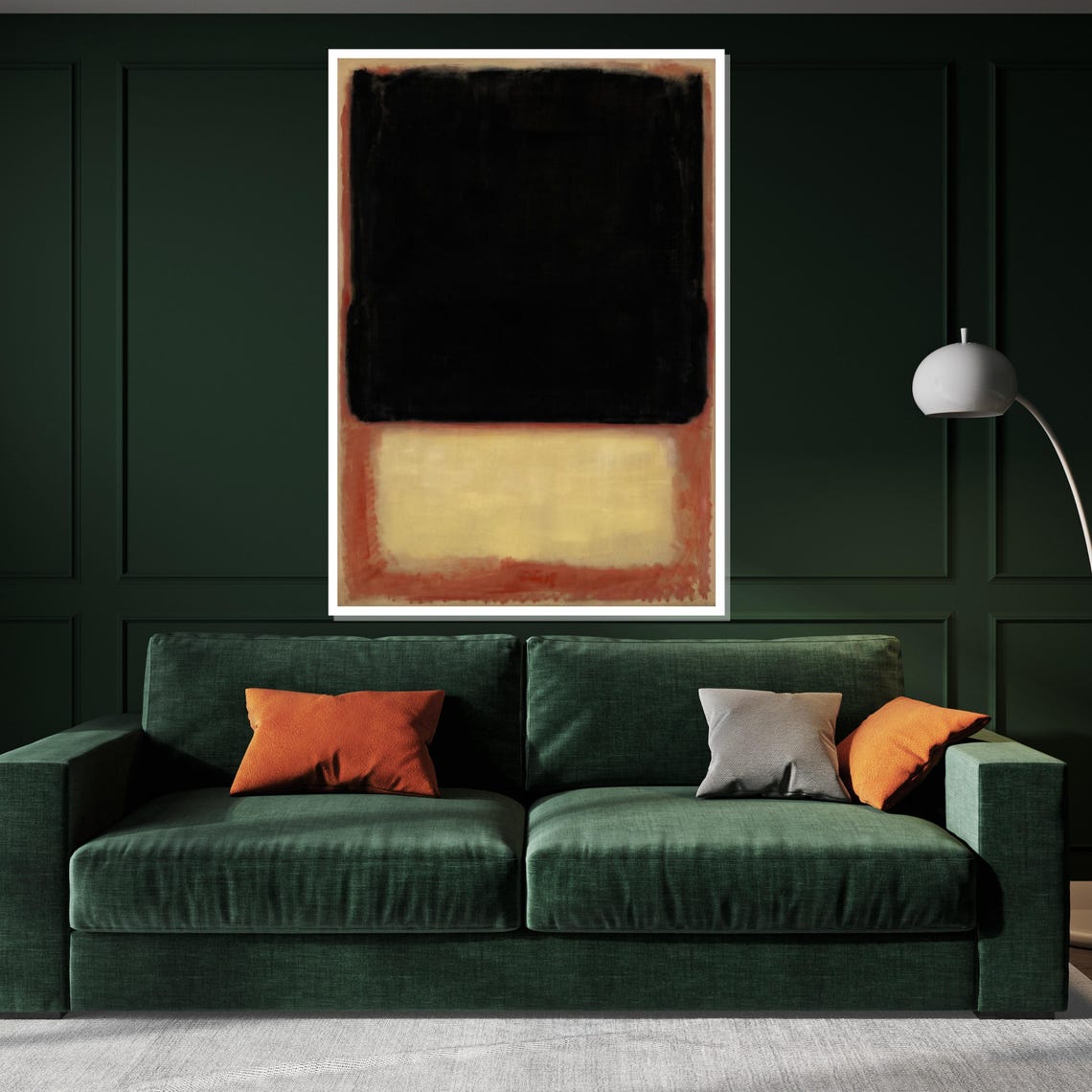 Stark Black and Cream Color Block Abstract Modern Art Poster - Image 3