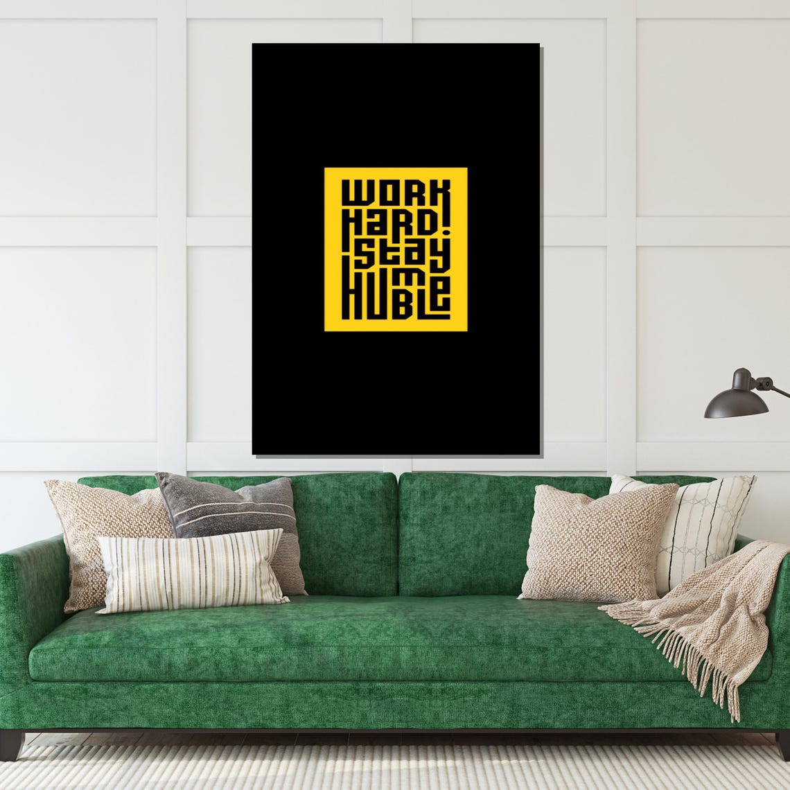 Work Hard Stay Humble Black And Yellow Bold Statement Poster - Image 4