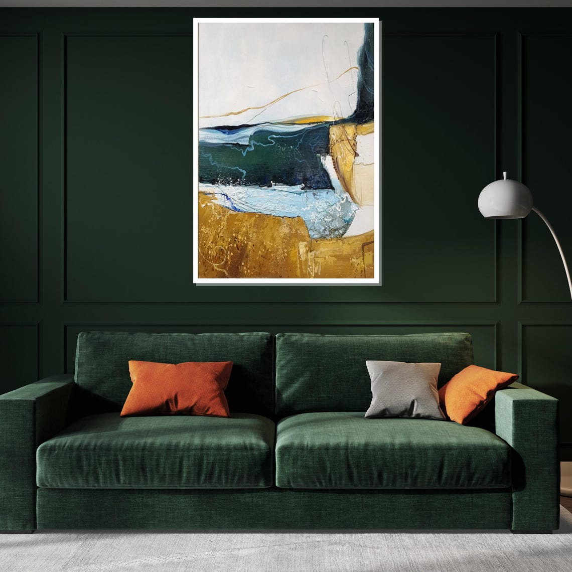 Ocean Cliff Abstract Gold Coast Blue Wave Texture Art Poster - Image 2