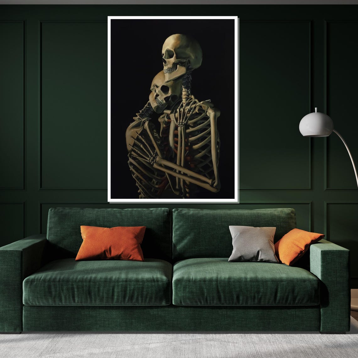 Embracing Skeletons Eternal Love Dark Gothic Romance Art Poster - Image 3