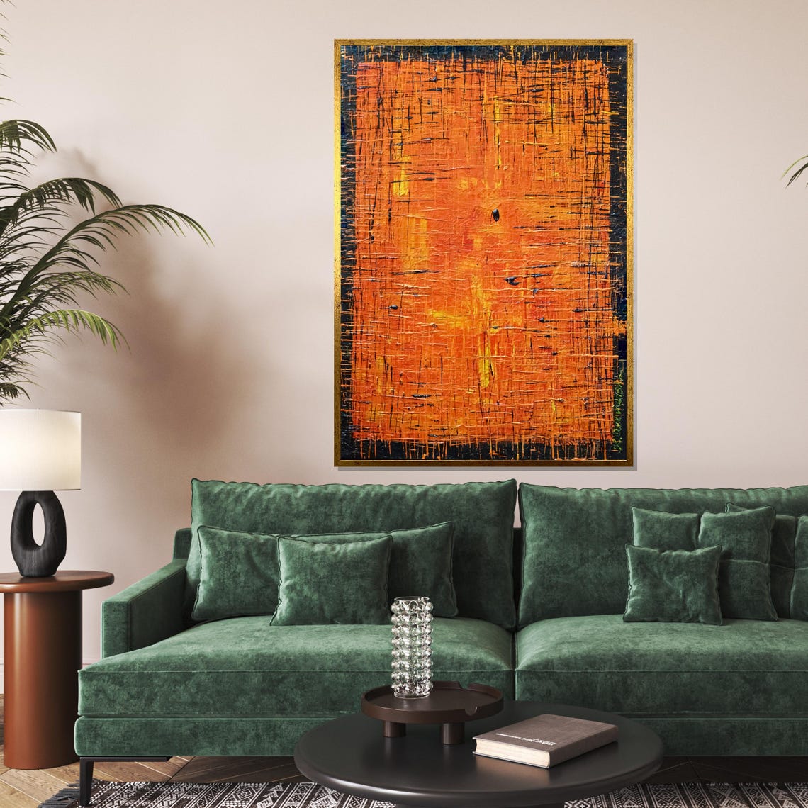 Burnt Orange Textured Crosshatch Bold Modern Abstract Poster