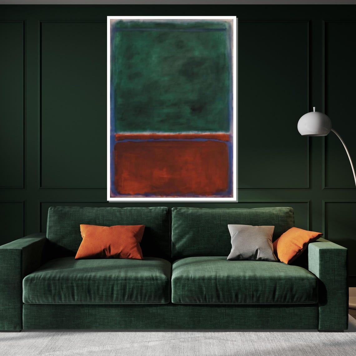 Emerald Green and Red Color Block Abstract Modern Art Poster - Image 3