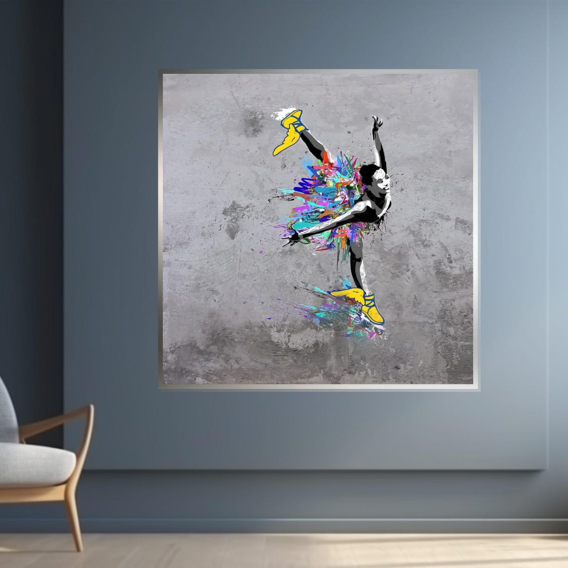 Dancer Leaping Paint Splatter Yellow Shoes Dynamic Art Poster - Image 4