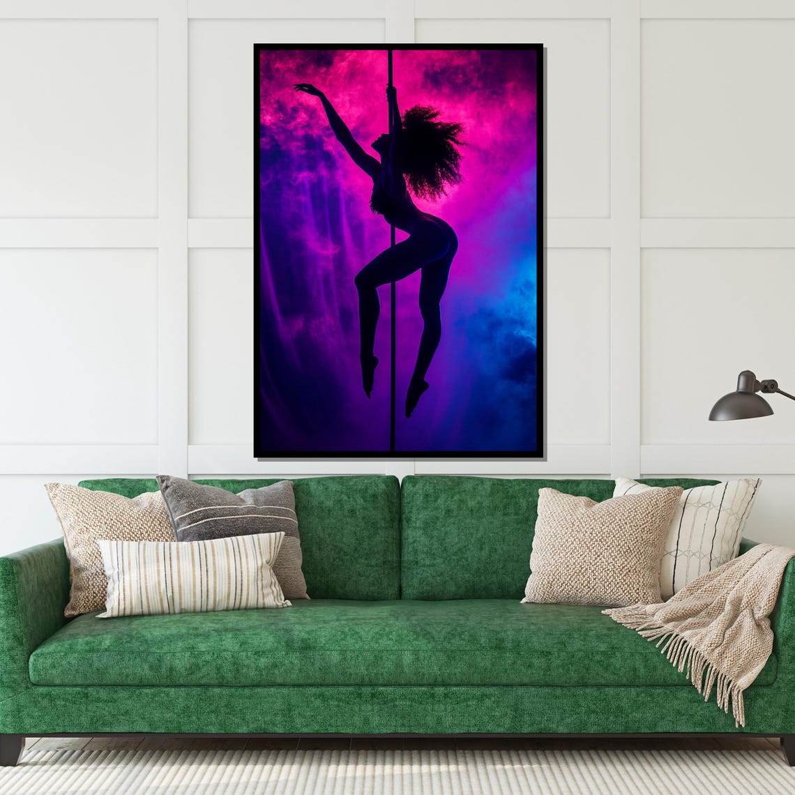 Neon Pole Dancer Silhouette Pink Purple Smoky Athletic Poster - Image 5