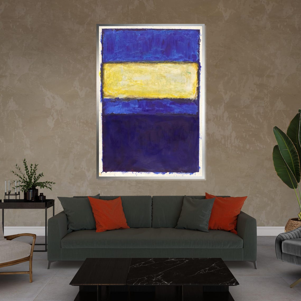 Blue and Yellow Color Field Abstract Art Poster for Living Room - Image 4