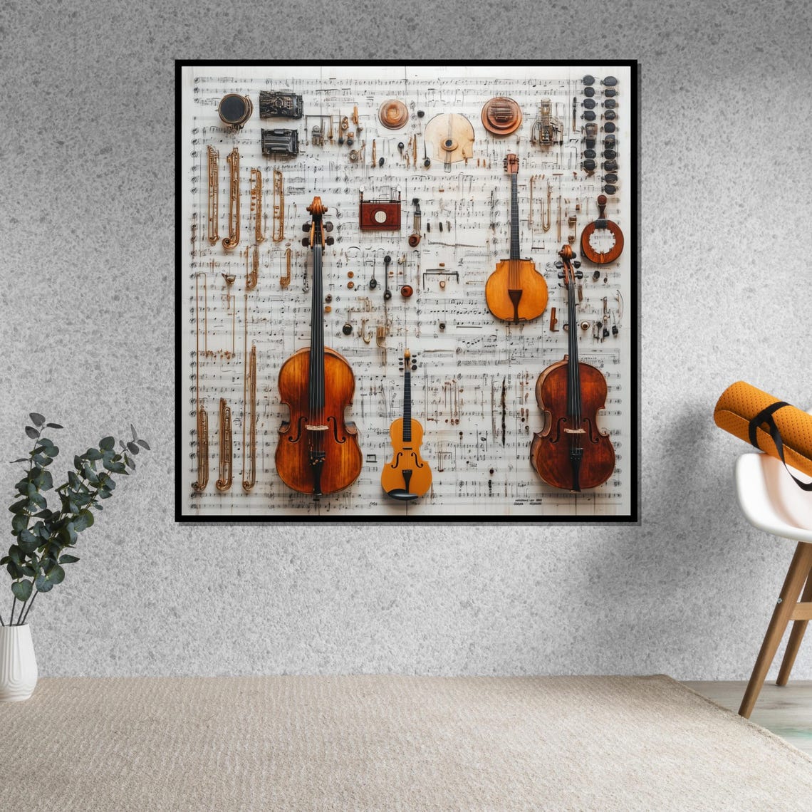 Classical String Instruments on Sheet Music Collage Art Poster - Image 5