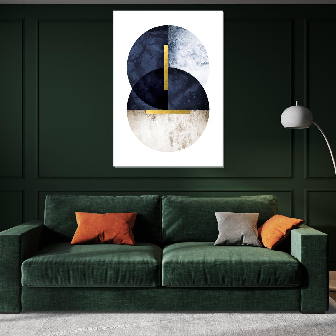 Navy Blue And Gold Overlapping Circles Modern Geometric Poster - Image 2