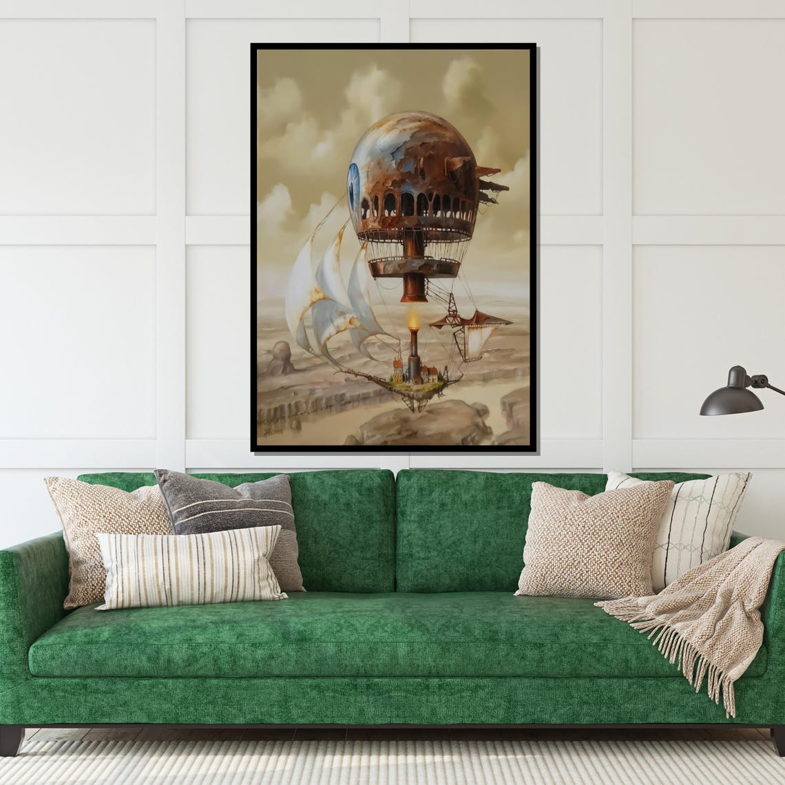 Surreal Airship Floating Island Art Dreamscape Wall Print Framed Surrealism Decor Wall Art Design Ready To Hang - Image 5