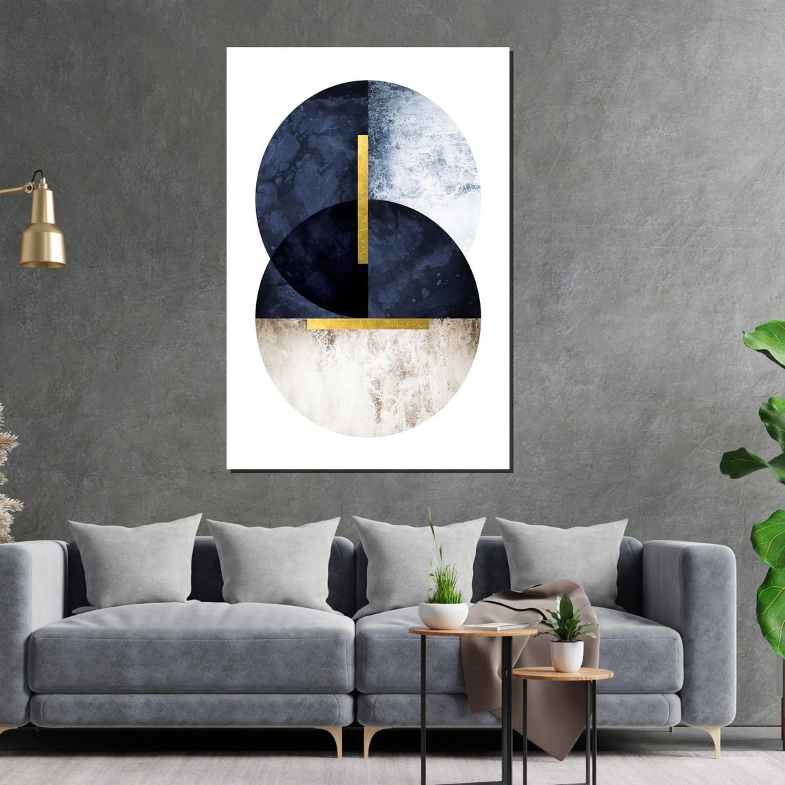 Navy Blue And Gold Overlapping Circles Modern Geometric Poster - Image 5