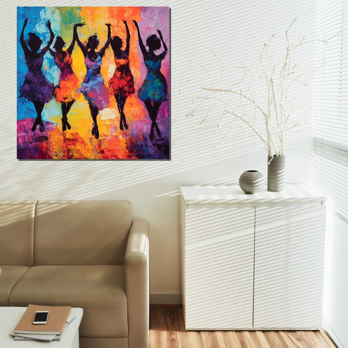 Joyful Dancers Rainbow Colorful Silhouette Celebration Poster - Image 2