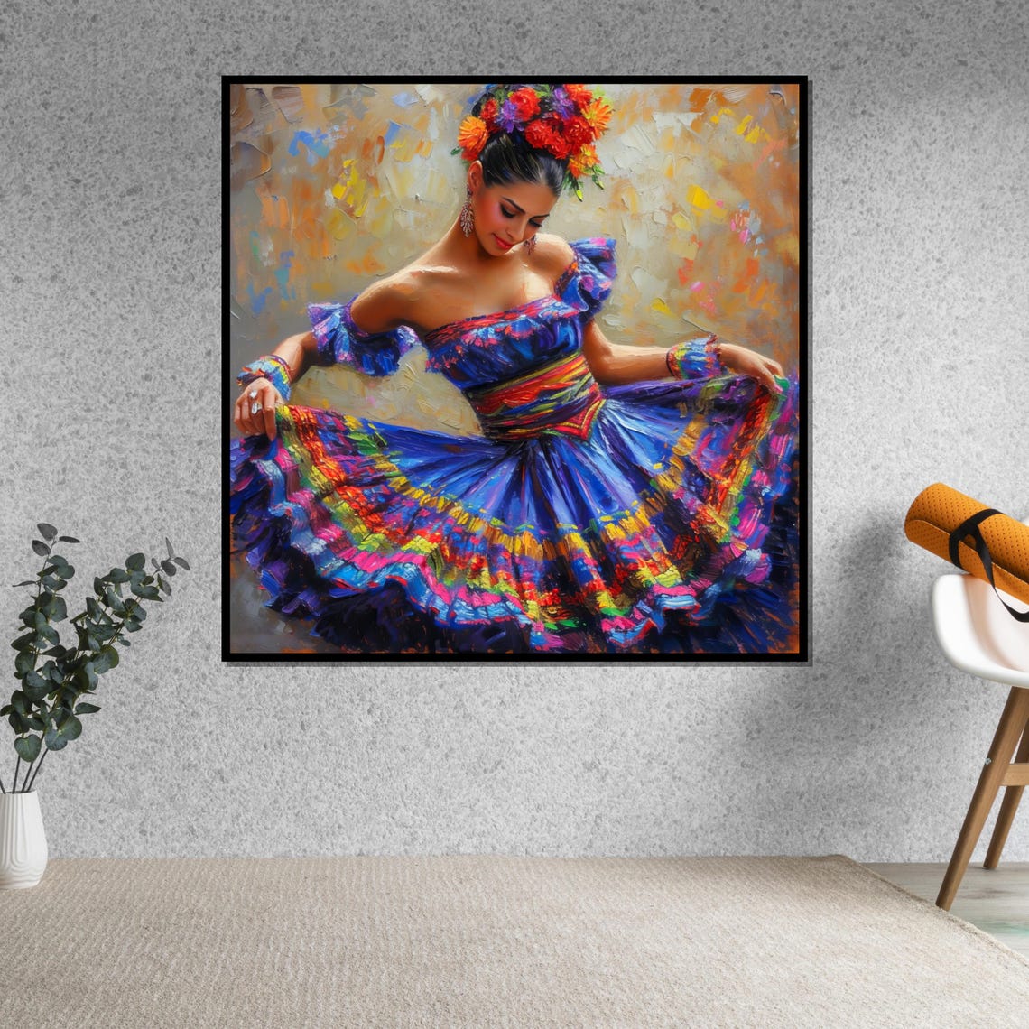 Mexican Folk Dancer in Colorful Dress with Floral Headdress Poster - Image 5