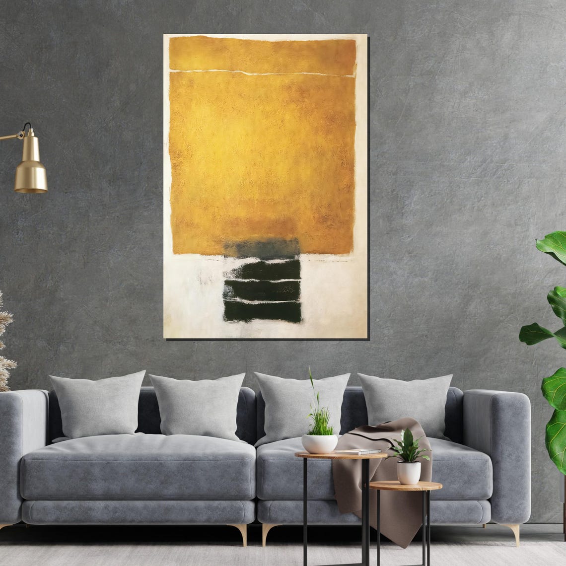 Golden Textured Layers Yellow Abstract White Band Art Poster - Image 5