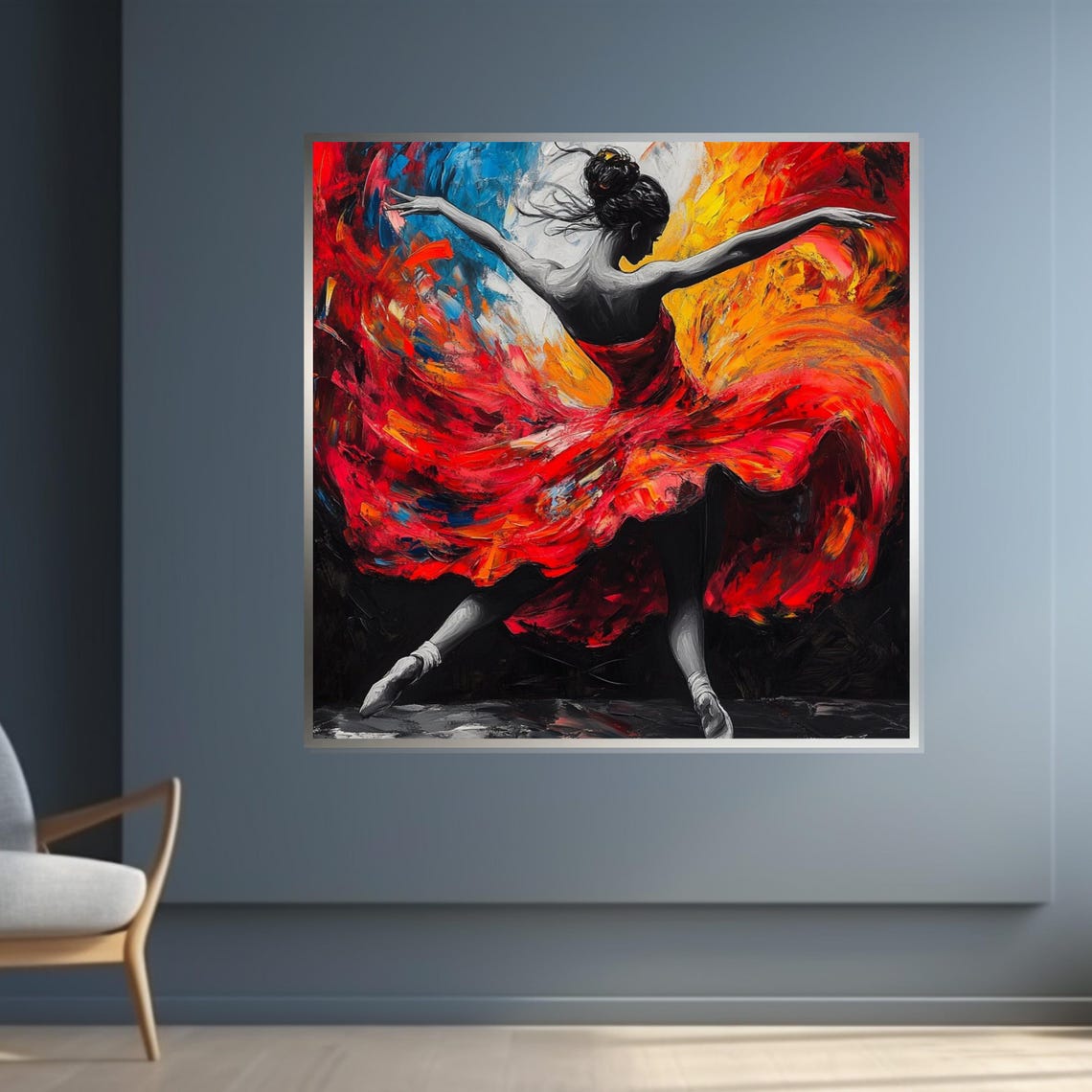 Flamenco Dancer in Red Dress Vibrant Abstract Expressionist Poster - Image 4