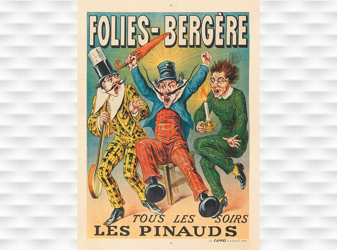 Folies-Bergère Les Pinauds Vintage Paris Cabaret Theater Poster Comedy