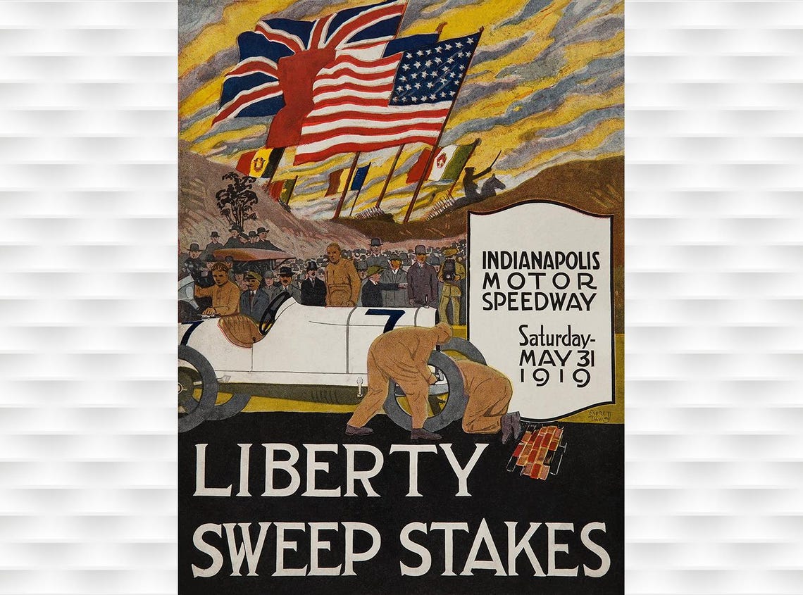 Liberty Sweep Stakes 1919 Indianapolis Motor Speedway Race Poster