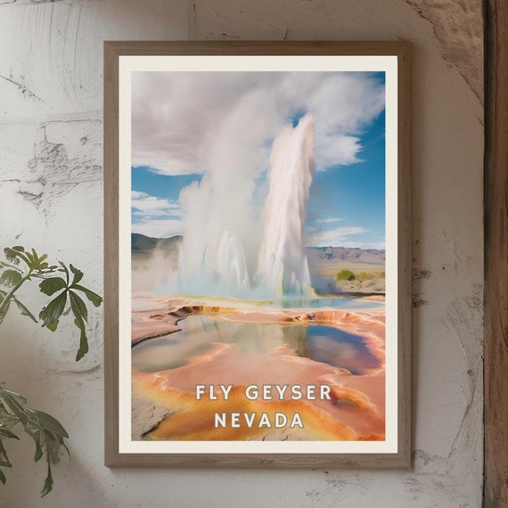 Fly Geyser Nevada Poster Nevada Desert Geothermal Decor Unique Hot Spring Wall Art Usa Adventure Travel Print Colorful Nature Art