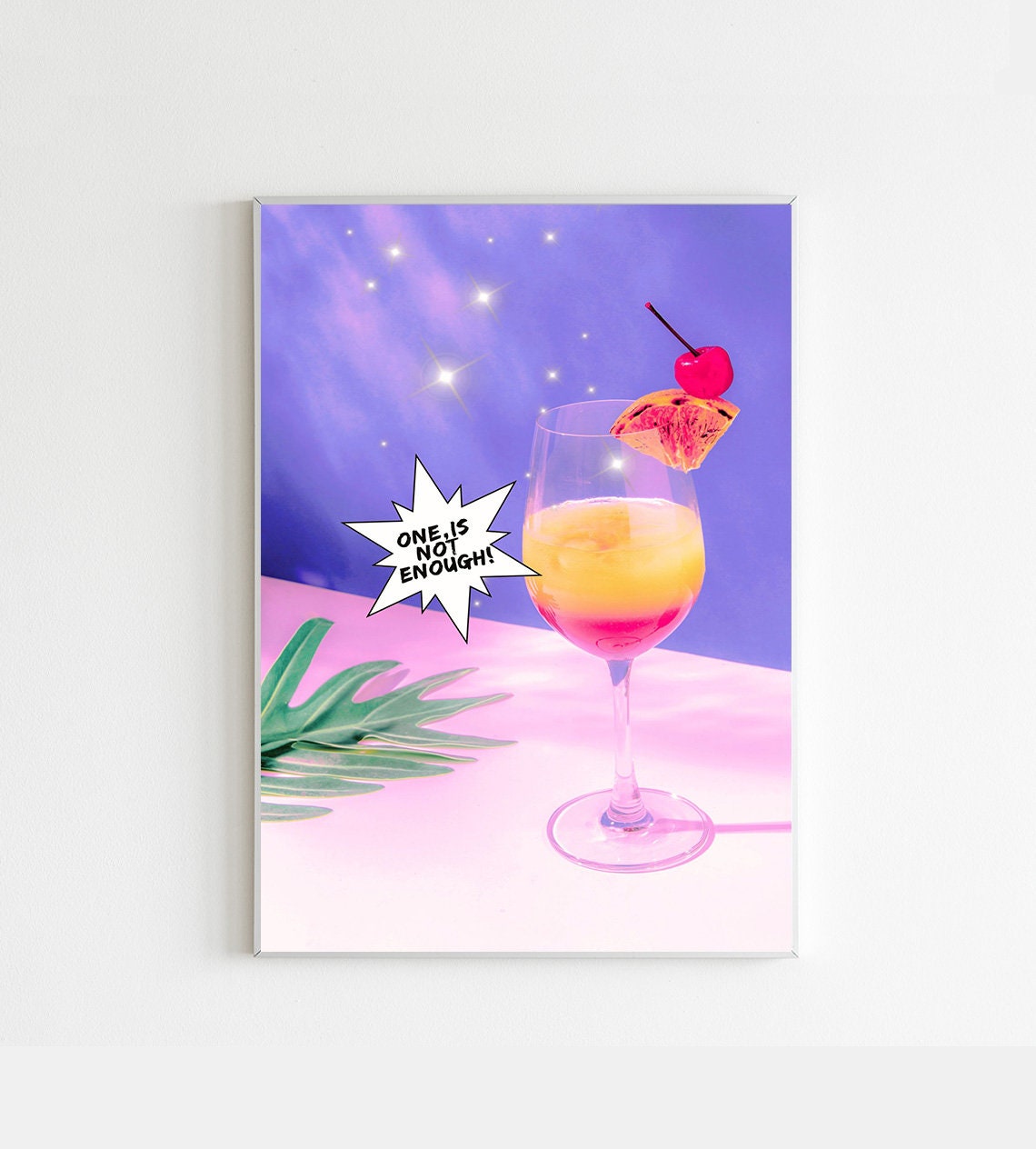 Retro Tequila Sunrise Cocktail One Is Not Enough Bar Cart Poster
