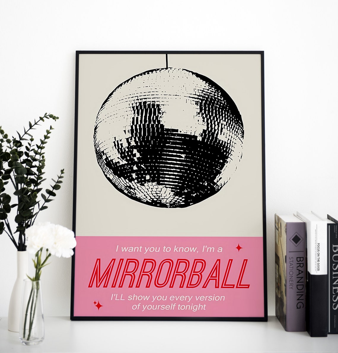 Taylor Swift Mirrorball Song Lyrics Pink Disco Ball Poster Art - Image 2