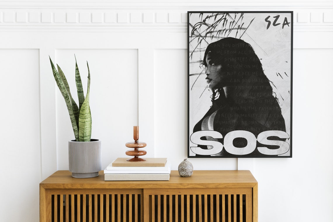 SZA SOS Black White Profile Portrait Album Cover Style Music Poster - Image 2