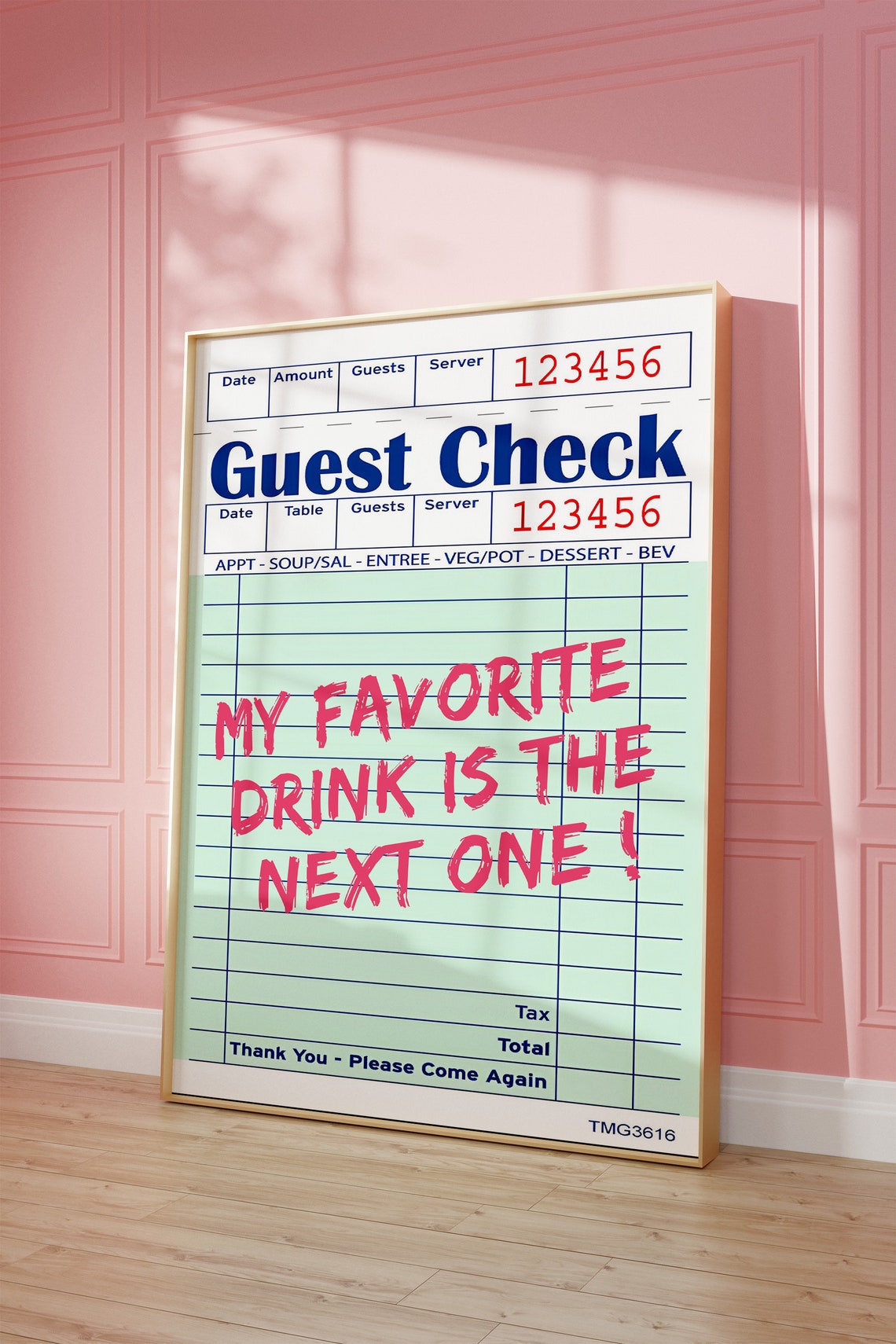 Funny Retro Guest Check My Favorite Drink Is The Next One Poster