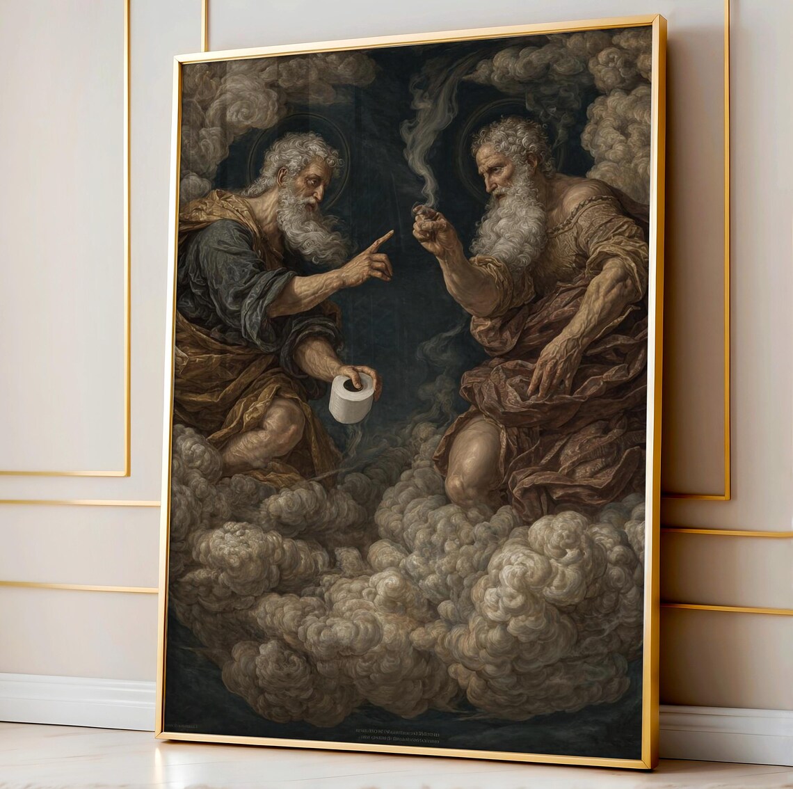 Creation Of Adam Toilet Paper Parody Funny Greek God Bathroom Poster