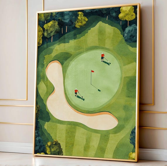 Golf Minimalist Vintage Green Art Print