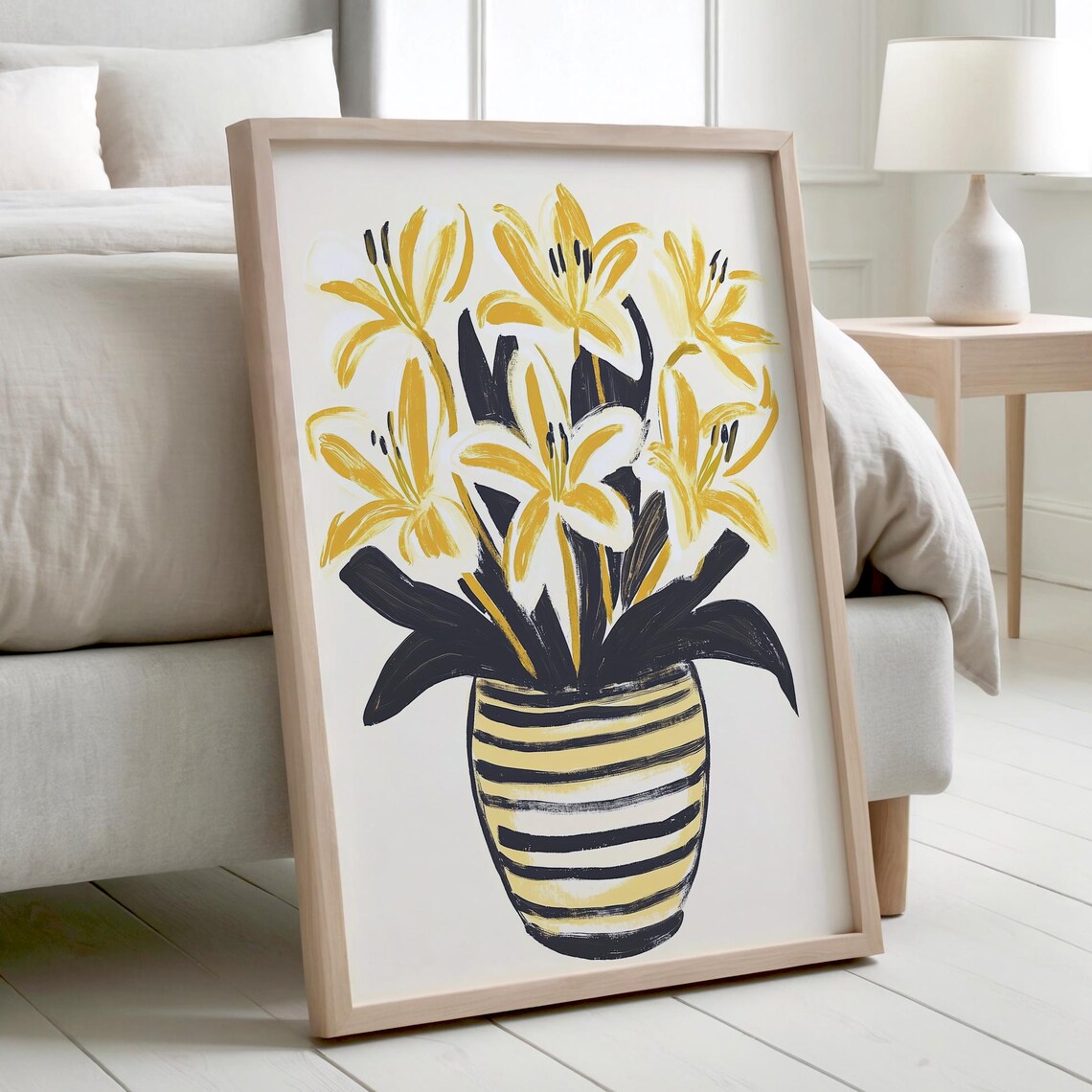 Yellow Lily Flower, Modern Botanical Art Print