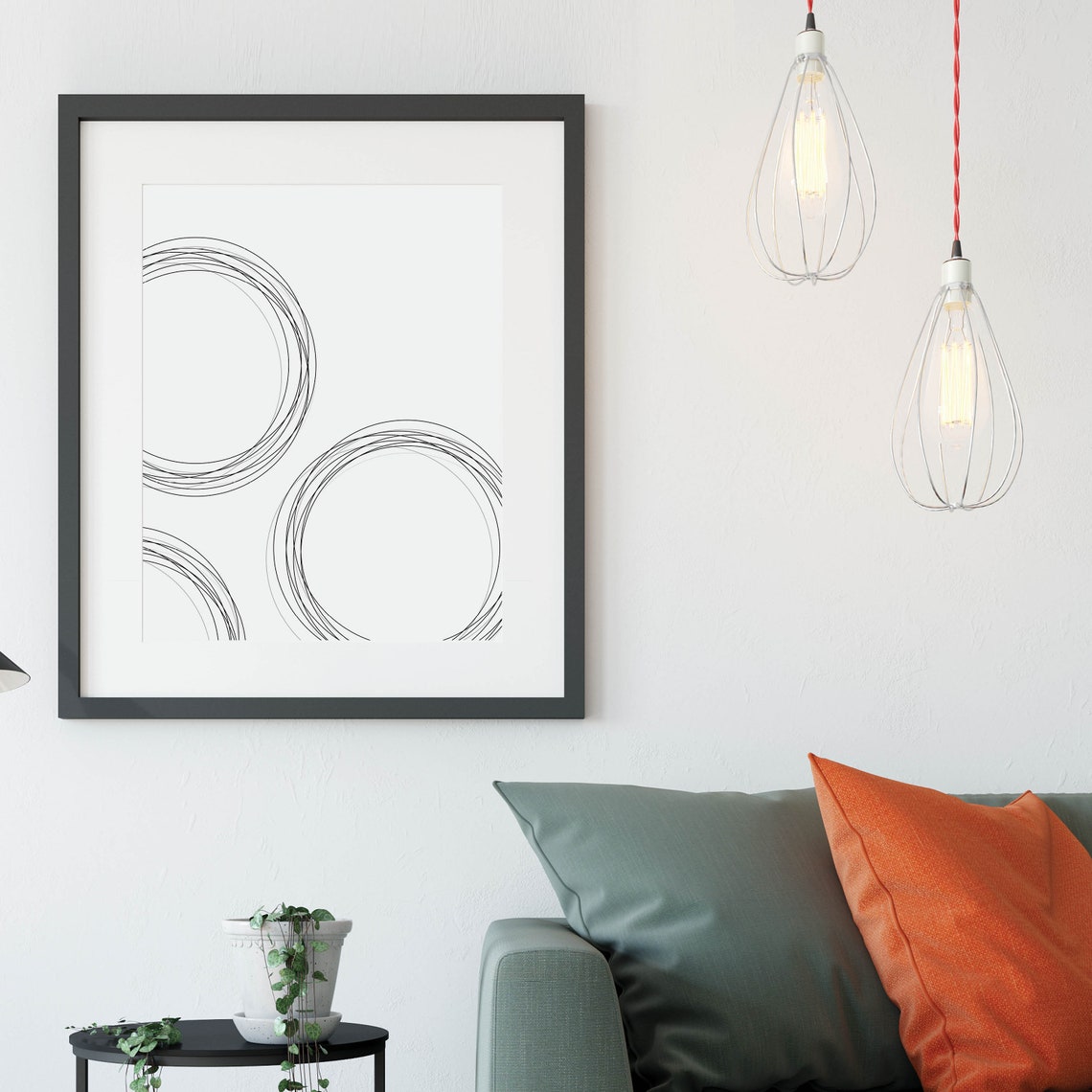 Black And White Overlapping Circle Line Art Minimalist Abstract Poster - Image 3