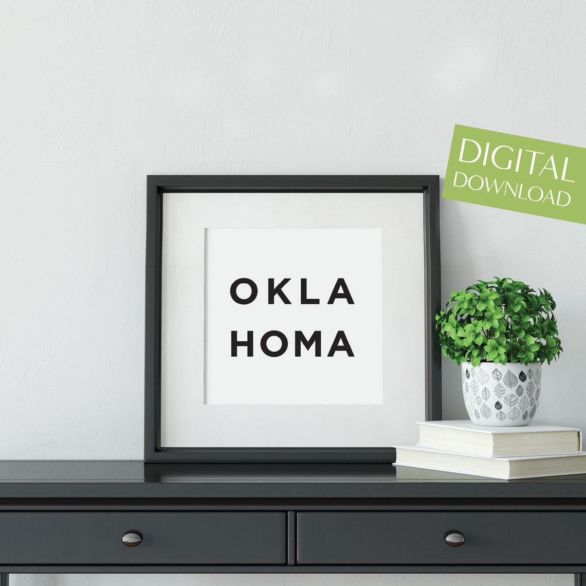 Oklahoma Minimalist Typography Poster Black on White State Art