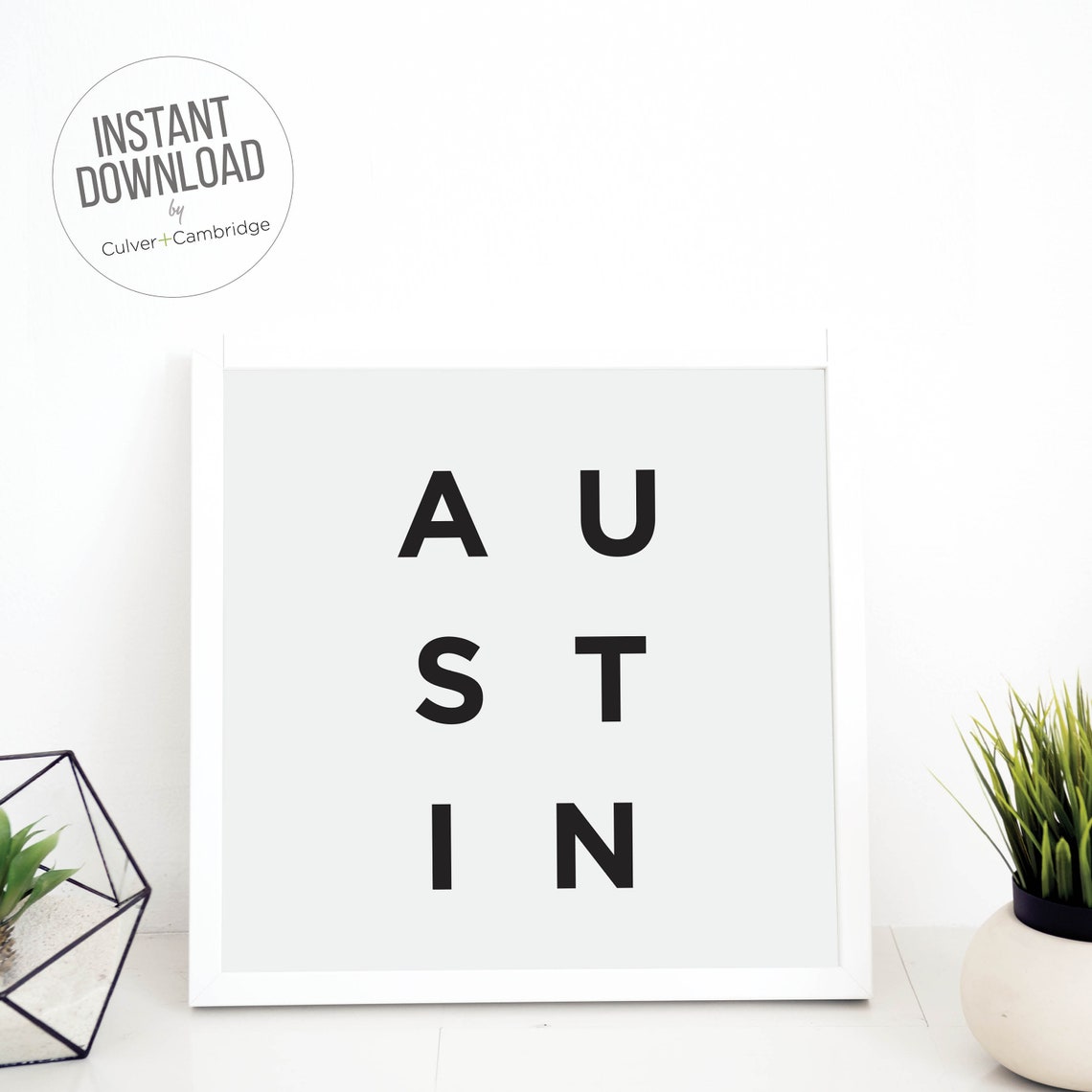 Austin Texas Minimalist City Name Geography Black White Poster - Image 4