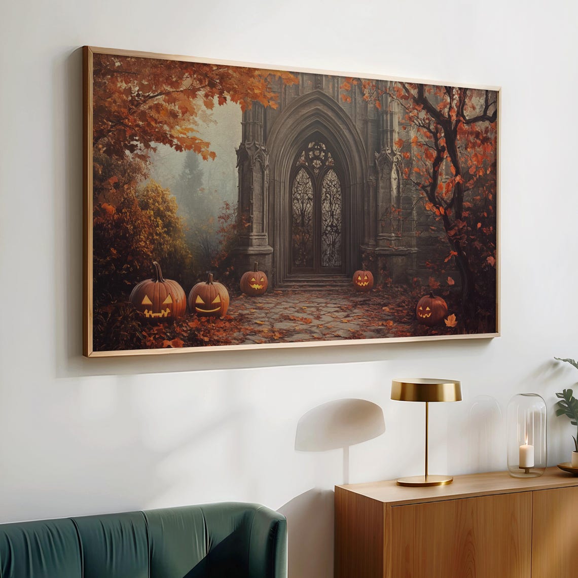 Gothic Cathedral Doorway With Jack O Lanterns Halloween Poster - Image 4