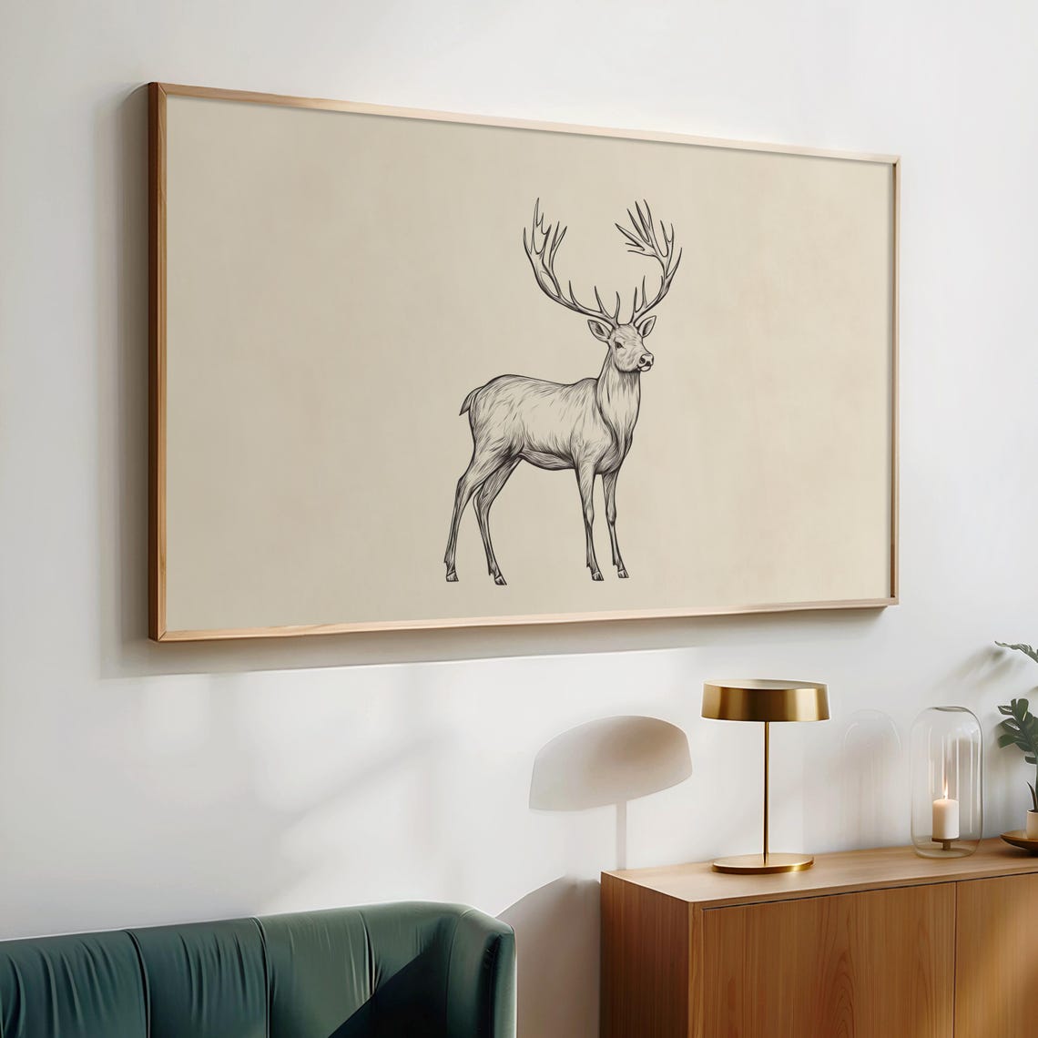 Reindeer Profile Sketch Elegant Winter Wildlife Frame TV Poster - Image 2