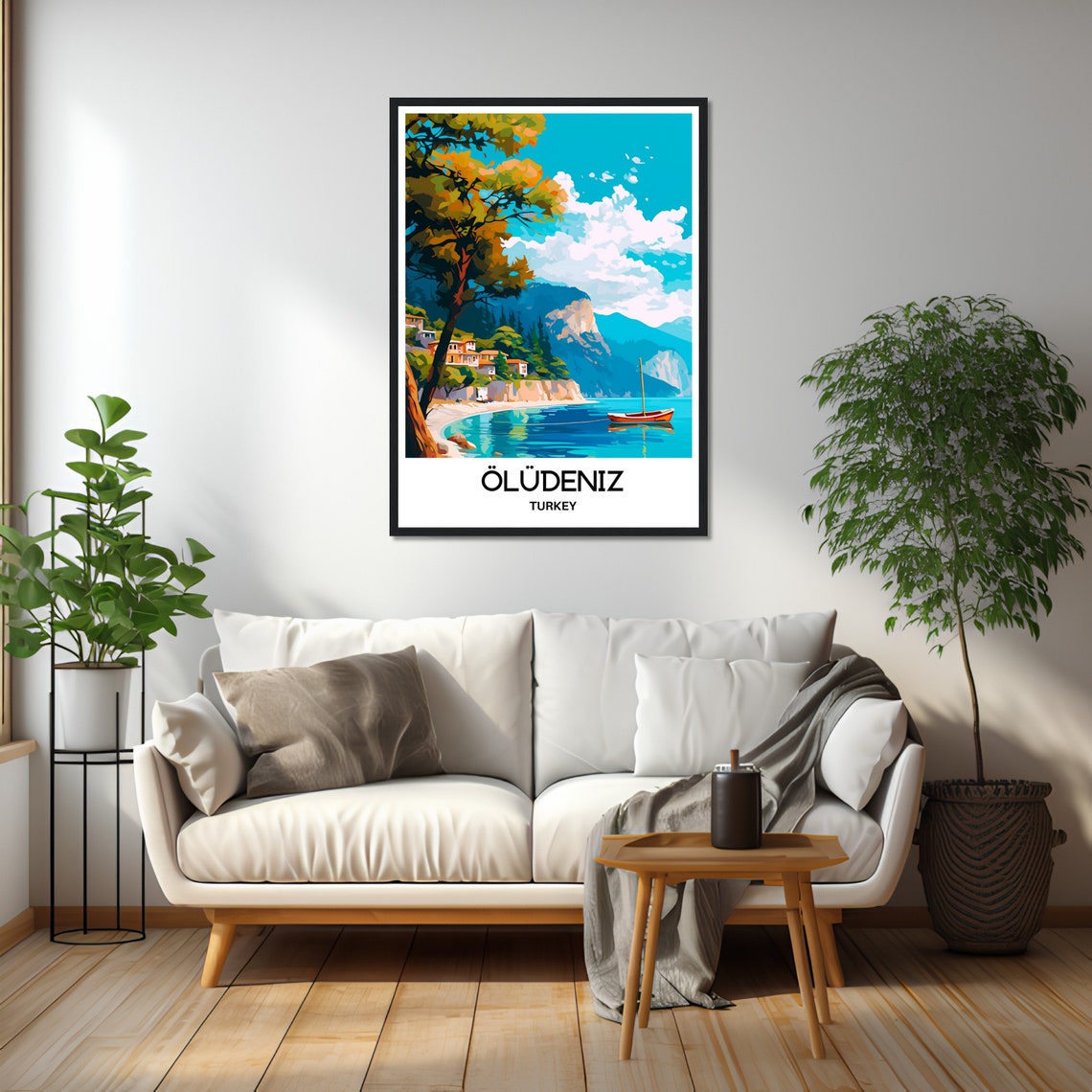 Oludeniz Turkey Turquoise Blue Lagoon Beach Pine Trees Travel Poster - Image 2