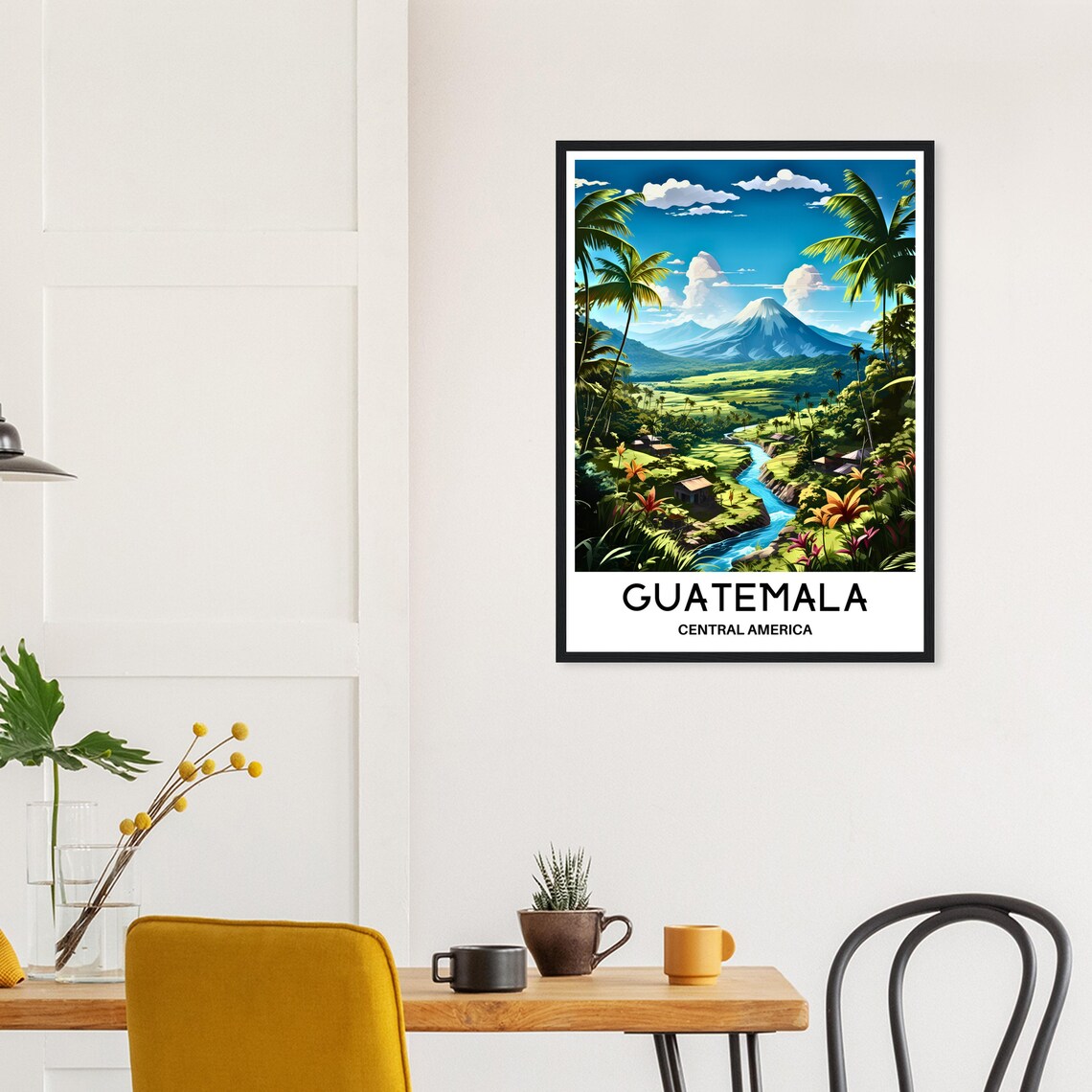 Tropical Guatemala Central America Volcano Valley Travel Poster - Image 3